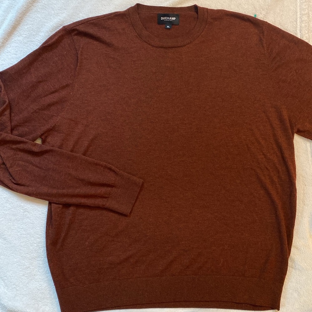 Duchamp men’s dark rust crewneck lightweight sweater Sz XL